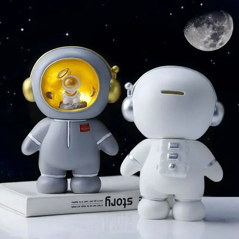 

Astronaut Money Box Handmade Piggy Bank Desktop Statue Night Lights LED Home Decorations Children's Toys Creative Student Gifts