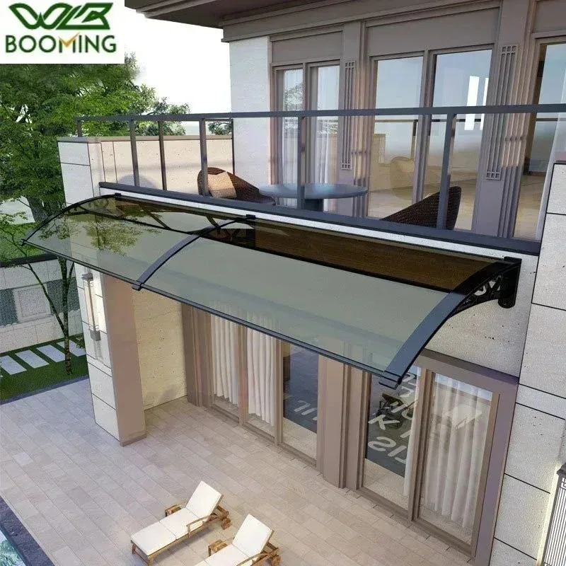 Awning Canopy Aluminum Alloy PC Board Canopy Rain and UV Protection Large Sink Silent Eaves Awning Pergola Aluminium outdoor awnings