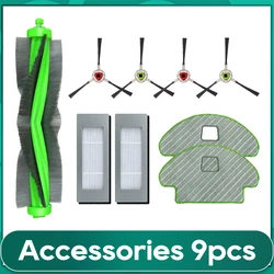 Main Side Brush, HEPA Filter, and Mop Cloths Replacement Set for Robot Vacuum Cleaners (Set A)