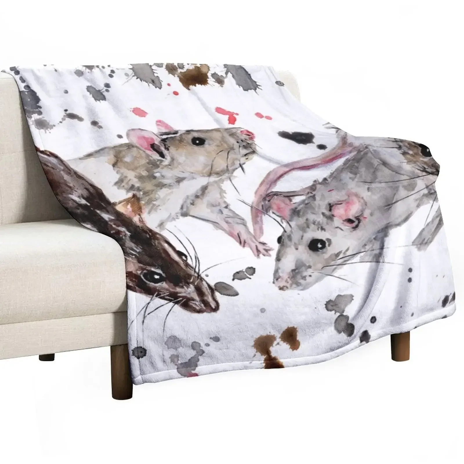 

Watercolour Rats Throw Blanket Large blankets ands Blankets