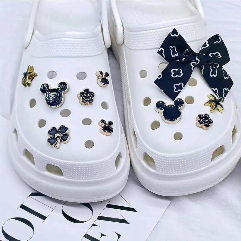 Croc Charm Set Shoe Decorations Checkerboard Buckle 1Set Bowknot Charms