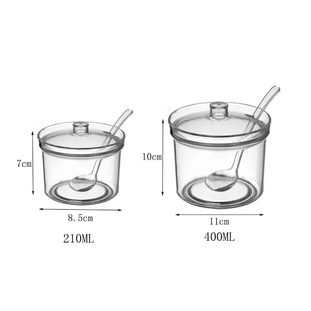 Seasoning Box With Spoon and Lid Acrylic Sugar Bowl Transparent Anti fall Seasoning Jar Visible Condiment Container Dining Table