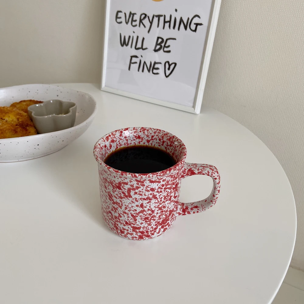 Korean Sle Cerc Coffee Cup Splaed Ink Design Underglaze  Dot Pattern Mark Cup for Adults Fre Sle Juices Water