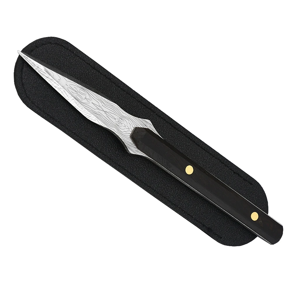 1PCS Stainless Steel Ebony Chinese Puer Tea Needle Cutter Damascus Tea Knife Delicate Cutter For Home Tearoom Store Tools