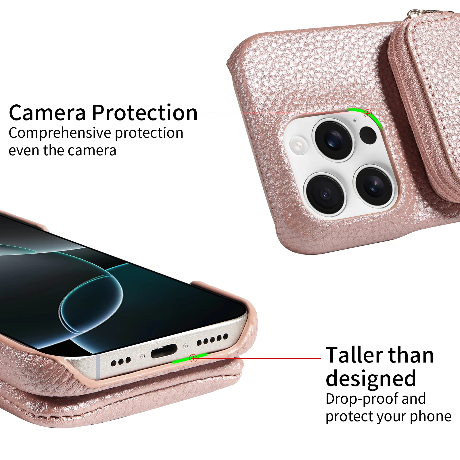 Elegant Faux Leather Phone Case with Card Holder - Shockproof & Drop-proof Protection