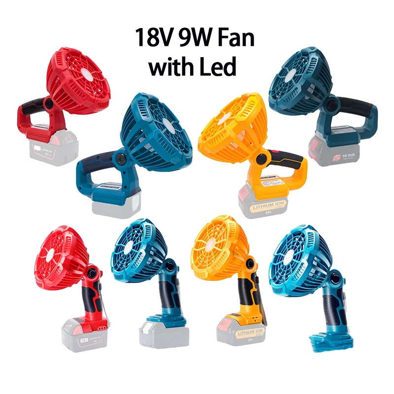 

18V 9W for Makita for Bosch for Dewalt for Milwaukee Camping Fan with LED Lanterns Suitable Lithium-ion Battery with USB Port