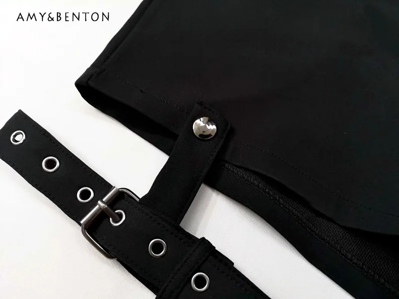 American Retro Dark Punk Women Shorts Summer New Detachable Leg Ring Cross Pendant High Waist Sexy Pantalones Cortos De Mujer