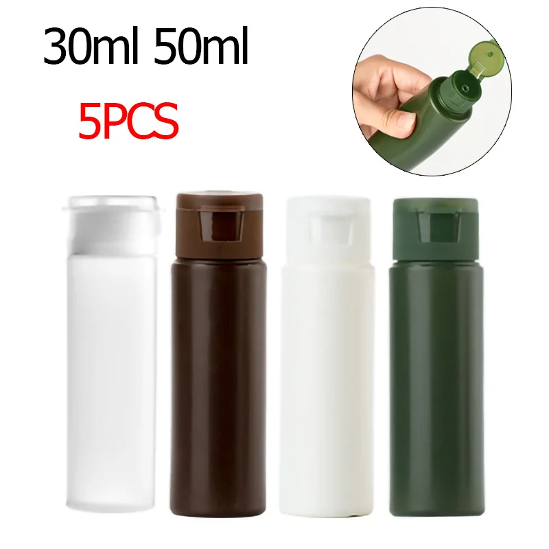 5PCS 30ml 50ml Plastic Shampoo Bottles Small Squeeze Bottle Flip Lid  Refillable Bottles Empty Vail for Travel Cosmetics Lotion - AliExpress