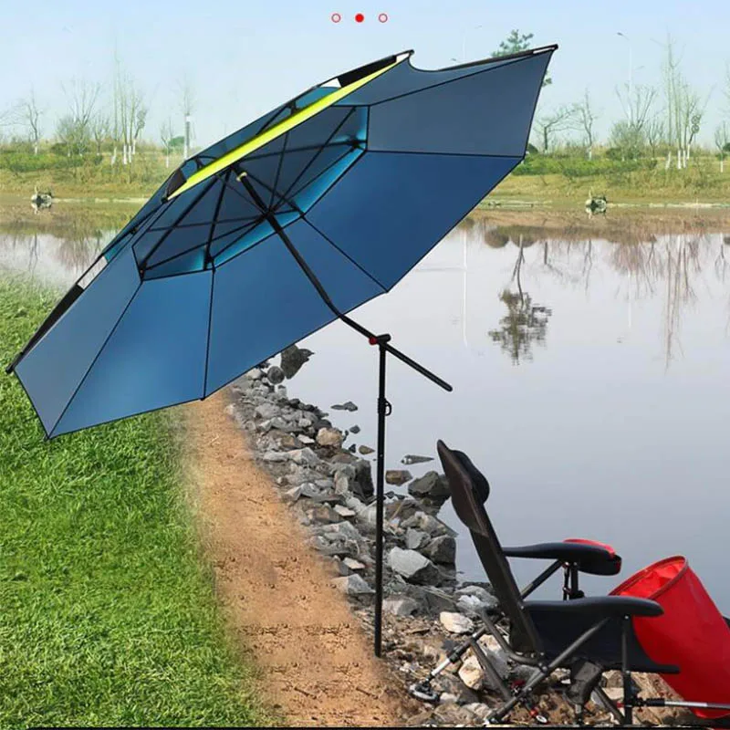 Grand parapluie pêche 2.6m universel imperméable anti-UV anti-vent avec auvent réglable