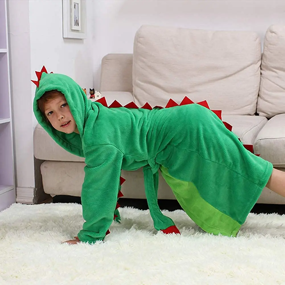 3-15 Years Girls Boys' Plush Hooded Bathrobe Dinosaur Fleece Robe LOLANTA kids pajamas set child bathrobe kids robe