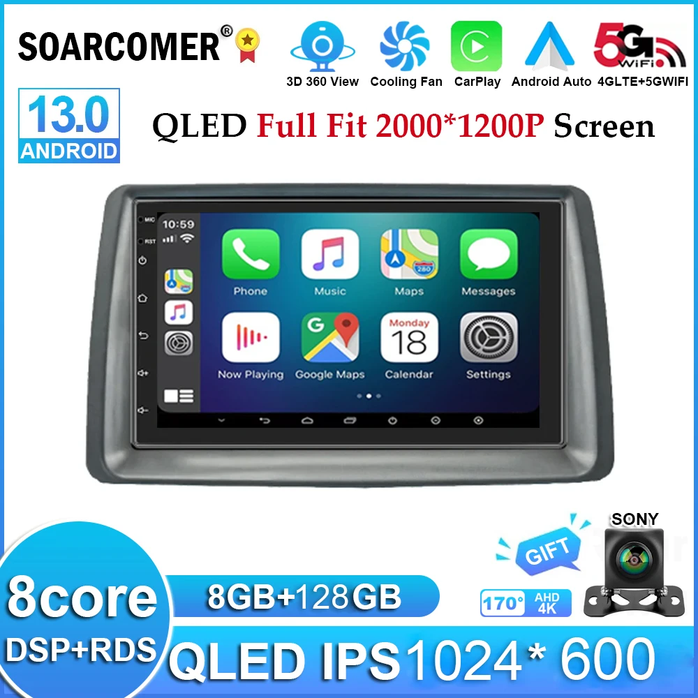 7 "Autoradio Android 13 Per Fiat Panda 2003 2004 2005 2006 2007 -2012 Lettore Multimediale Stereo Navigazione Autoradio Carplay Auto