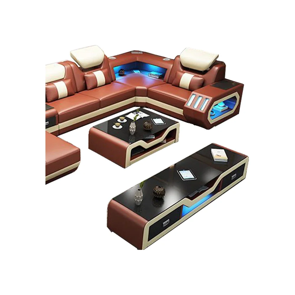 Linlamlim Modern LED Coffee Table and TV Stand with Storage Drawer, Stylish Curved Edges for Living Room and Entertainment Space