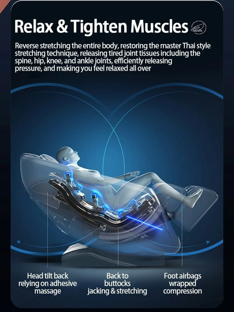 Jinkairui 4D Massage Chair AI Smart Health Care Shiatsu Air Compression Full Body Zero Gravity Leisure Sofa Bluetooth Speaker 4