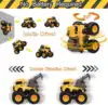4 Pcs Pull Back Cars Construction Excavator Toy Truck Friction Powered Push/Go Toy Cars for 3+ Year Old Toddlers Kids Boys Girls 2