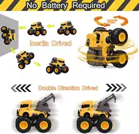 4 Pcs Pull Back Cars Construction Excavator Toy Truck Friction Powered Push/Go Toy Cars for 3+ Year Old Toddlers Kids Boys Girls 2