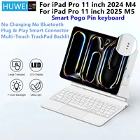 HUWEI Smart Pogo Pin Keyboard case for iPad Pro 11 inch 2025 iPad M5 Pro 11 Case for iPad Pro 11'' M4 M5 Trackpad Keyboard Cover