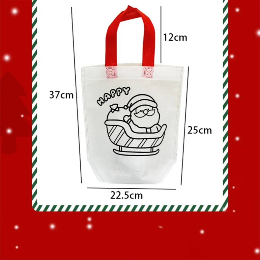 Cartoon Christmas Diy Graffiti Bag Handmade Painting Non-Woven Bags for Children Arts Crafts Color Filling Handbag Xmas Gift gift bags christmas gift bags