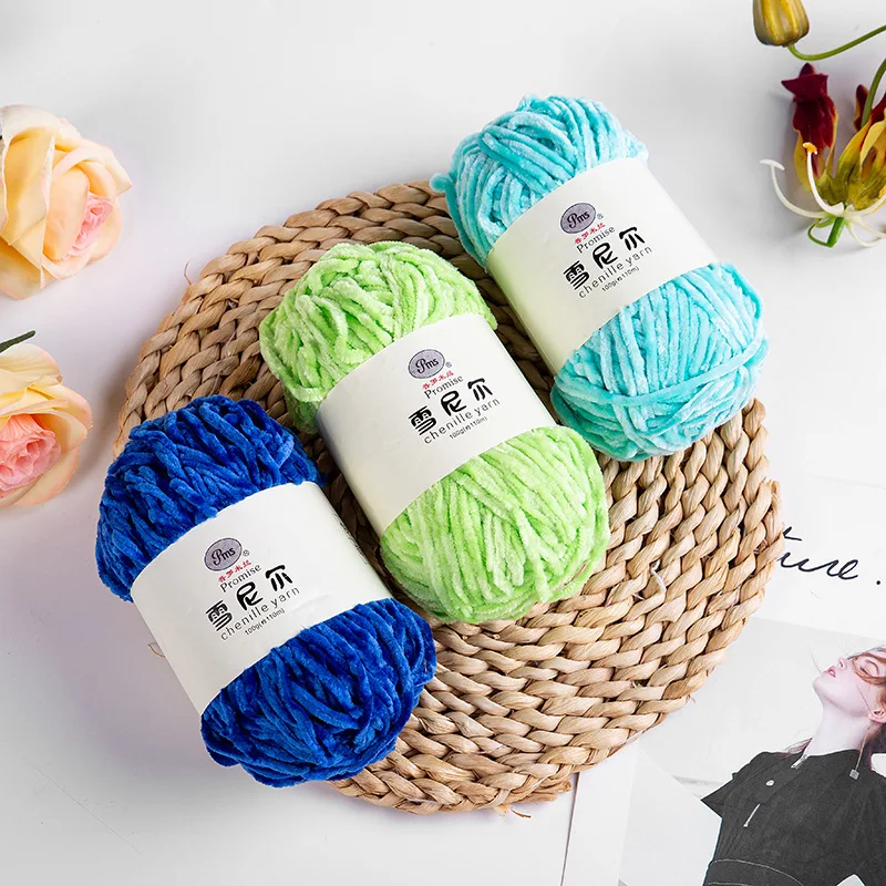 100g 6mm Chenille Yarn DIY Polyester Velvet Yarn Amigurumi Accessories Dolphin Baby Plush Yarn Soft for Knitting 1 Skein 3