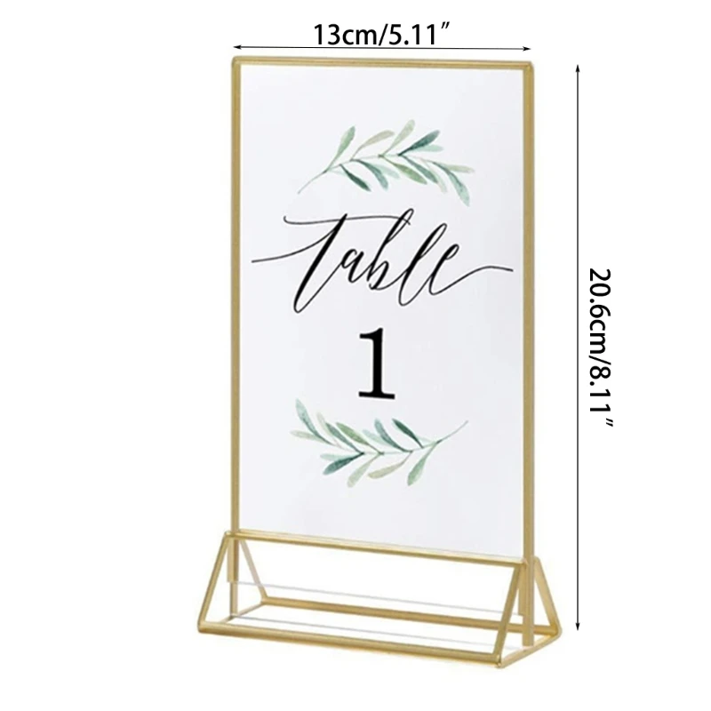 Rogeramz 4x6 Acrylic Sign Holders 8 Pack - Gold Table Number Frames, Double-Sided Menu Stands