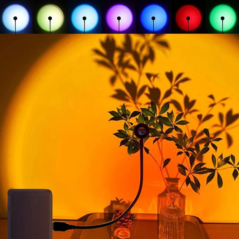 RGB USB غروب الشمس مصباح LED قوس قزح النيون ليلة كشاف ضوئي التصوير جدار جو الإضاءة لغرفة النوم ديكور غرفة المنزل هدية