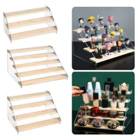 3-5 Layer Acrylic Wood Display Stand Cupcakes Perfume Cosmetic Holder Showcase Organizer Doll Mini Figure Toy Model Storage Rack 2
