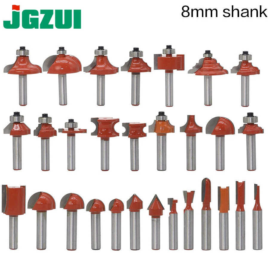 

1pc 8mm Shank wood router bit Straight end mill trimmer cleaning flush trim corner round cove box bits tools Milling Cutte