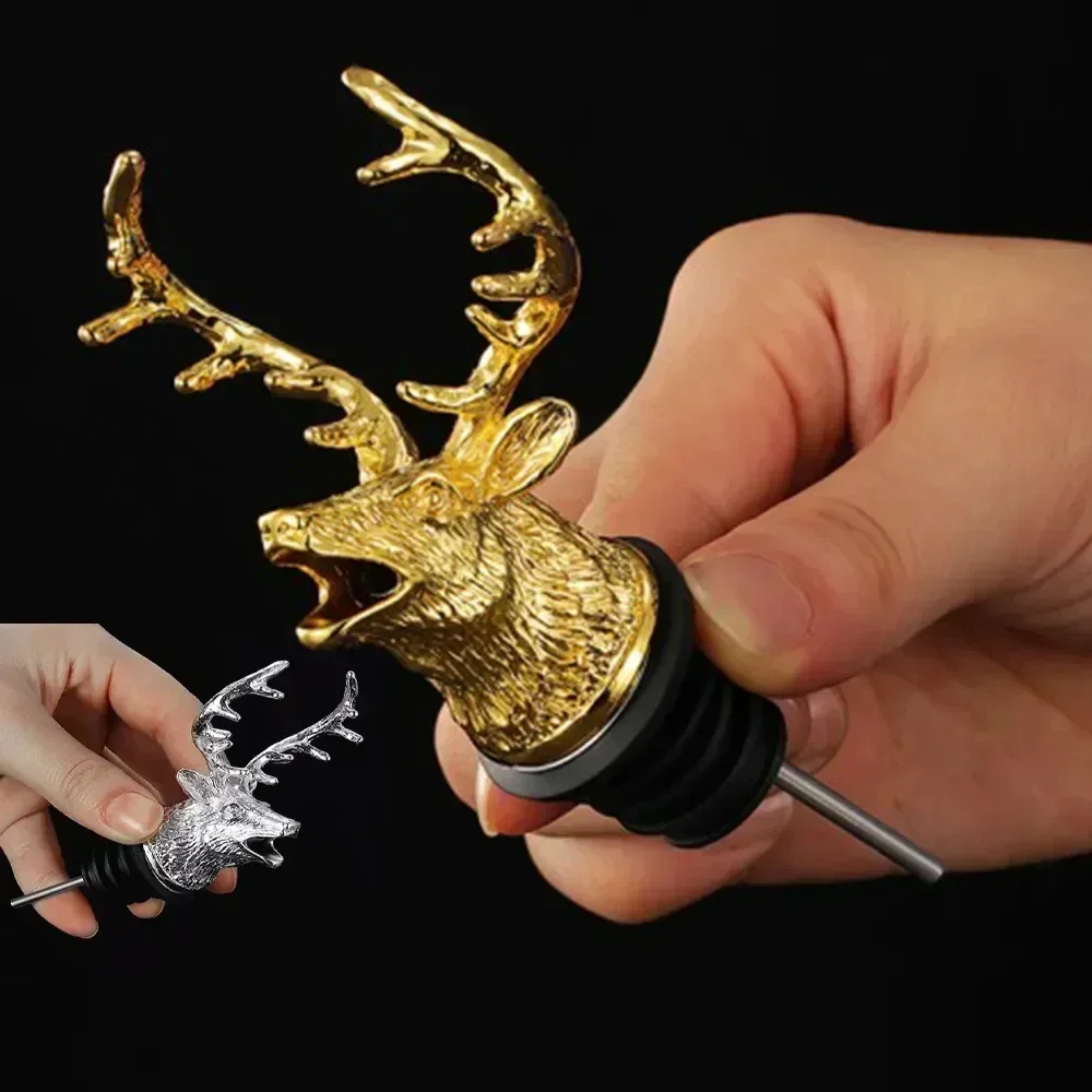Wine Pourer Wines Extractor Zinc Alloy Deer Elk Head Mouth 1 PC Bar Accessories Dispenser for Wine liquor pourers,wine pourers,wine accessories,liquor dispenser