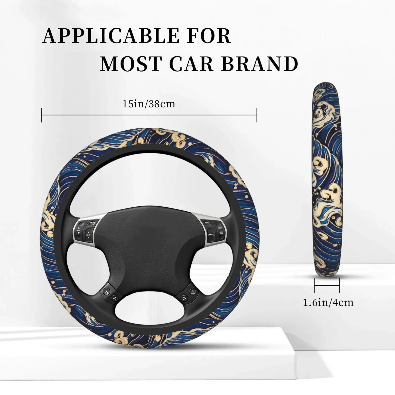 Universale nuovissimo Sakura Wave blu morbido tessuto flessibile per auto Fujiwara Ukiyo-e protezione coprivolante automatico - immagine 2