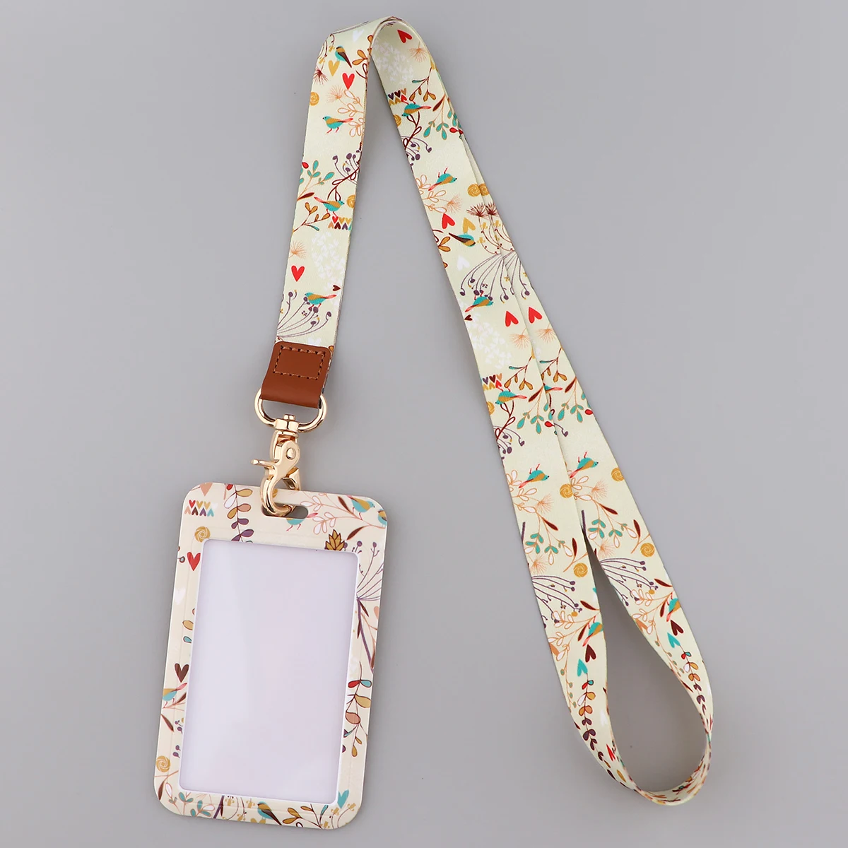 Ransitute R2806 Flowers Fashion Lanyards Id Badge Holder Bus Pass Case Cover Slip Bank Credit Card Holder Strap Cardholder Badge Holder Hanging Neck Strap