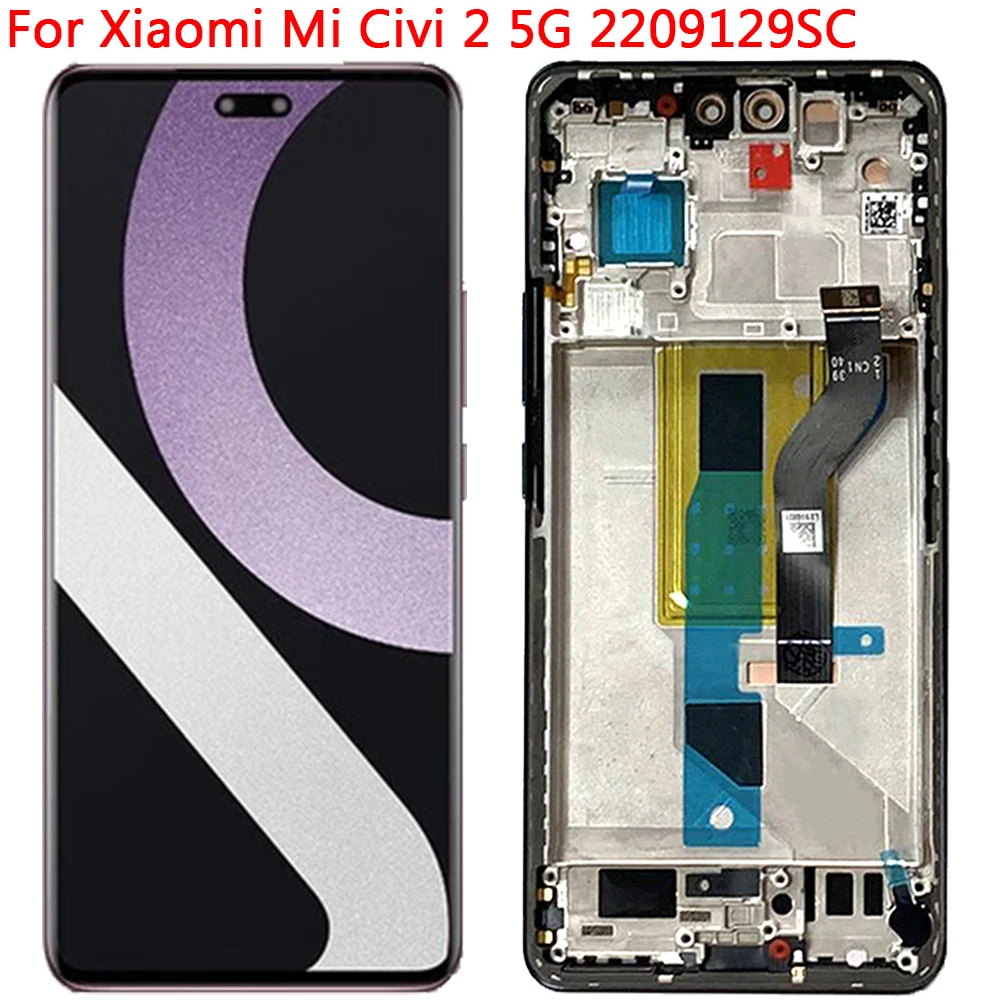 

6.55" Civi 2 LCD Original For Xiaomi Mi CIVI 2 5G 2209129SC Display LCD Touch Screen With Frame Assembly Replacement Parts