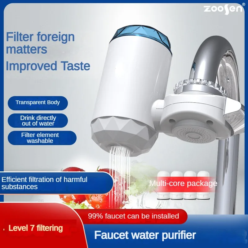 Faucet Water Purifier 7 Layer 0.1μm Tap Filter Pollution Filtration Kitchen Drinking Filtre Visible Ceramic Cartridge Novel Mini