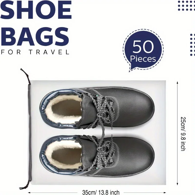30pcs semi transparent travel storage shoe bags, transparent strap bags, plastic portable shoe storage bags 3