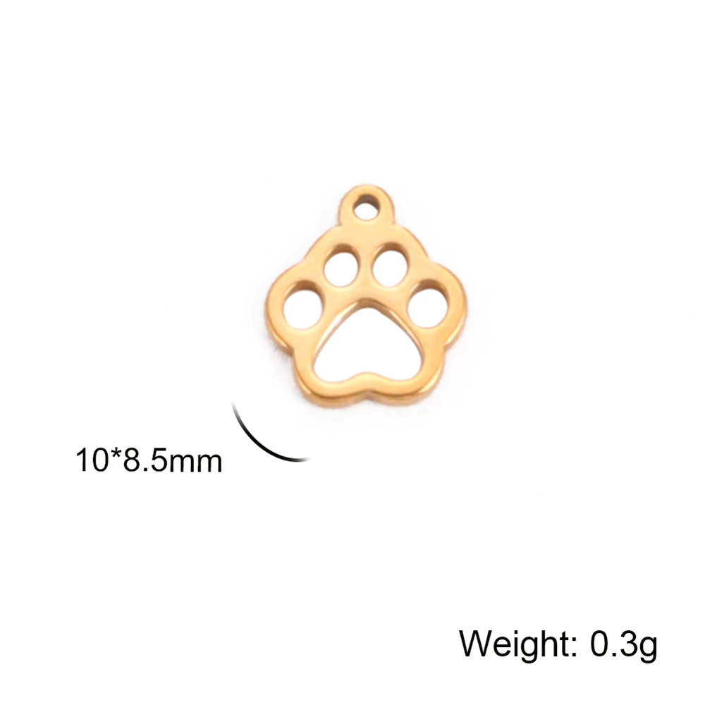 5 stücke Edelstahl DIY Armbänder Ohrringe Charms für Schmuck machen niedlichen Tier Pawprint Anhänger Bulk-Zubehör Großhandel – Detail 3