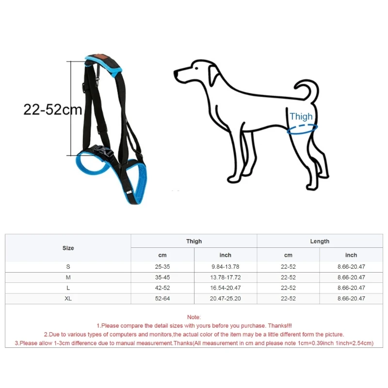 Dog Leg Support Harnesses Comfortable Adjustable Suitable for Elderly or Disabled Dogs Reliefs Injury Prevention