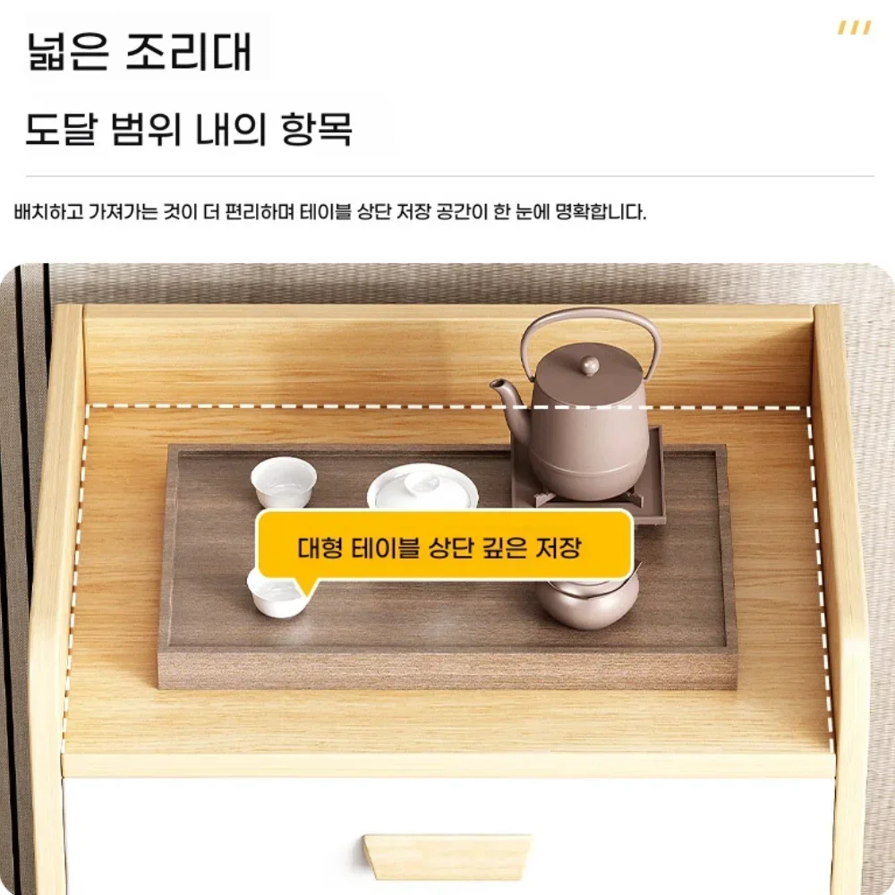 Small Apartment Oven Microwave Cabinet Modern Storage Dining Room Sideboard Sliding Wheel Kitchen Cabinets Drawers Organizer 6