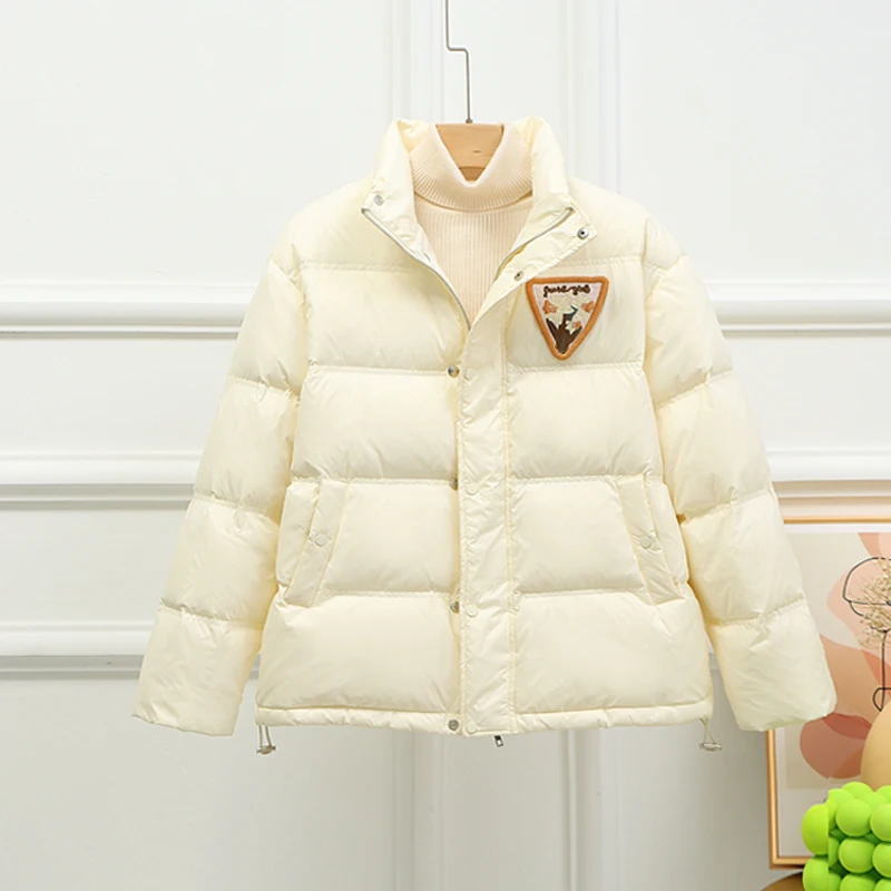 

Women's Short Down Coats 2023 White Duck Down Jacket Women Winter High End Sweet Loose Stand Collar Female Jackets Veste Femme