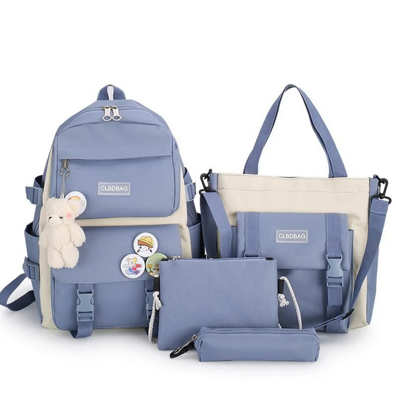 Tanio 4pcs Set Canvas Schoolbags For Teenage Girls Women Backpacks
