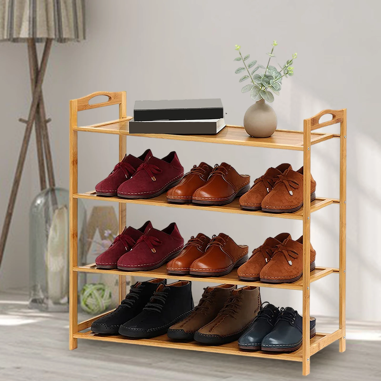 Estante de madera de 4 niveles para de zapatos, organizador de zapatos fácil instalar, soporte de ahorro espacio, armario de zapatos para entrada - AliExpress