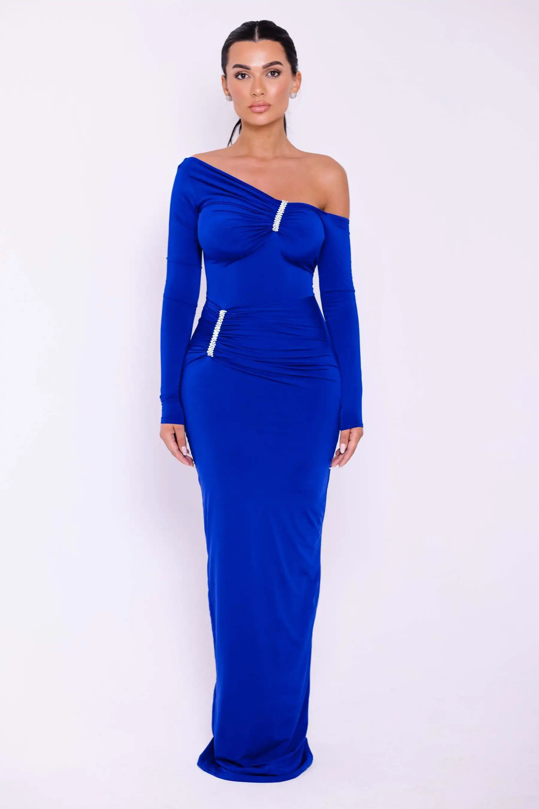 Elegant Long Sleeved Elastic Tight Irregular Dress Sexy Backless Party Evening Dress Slim Fall Vestido New Clothing