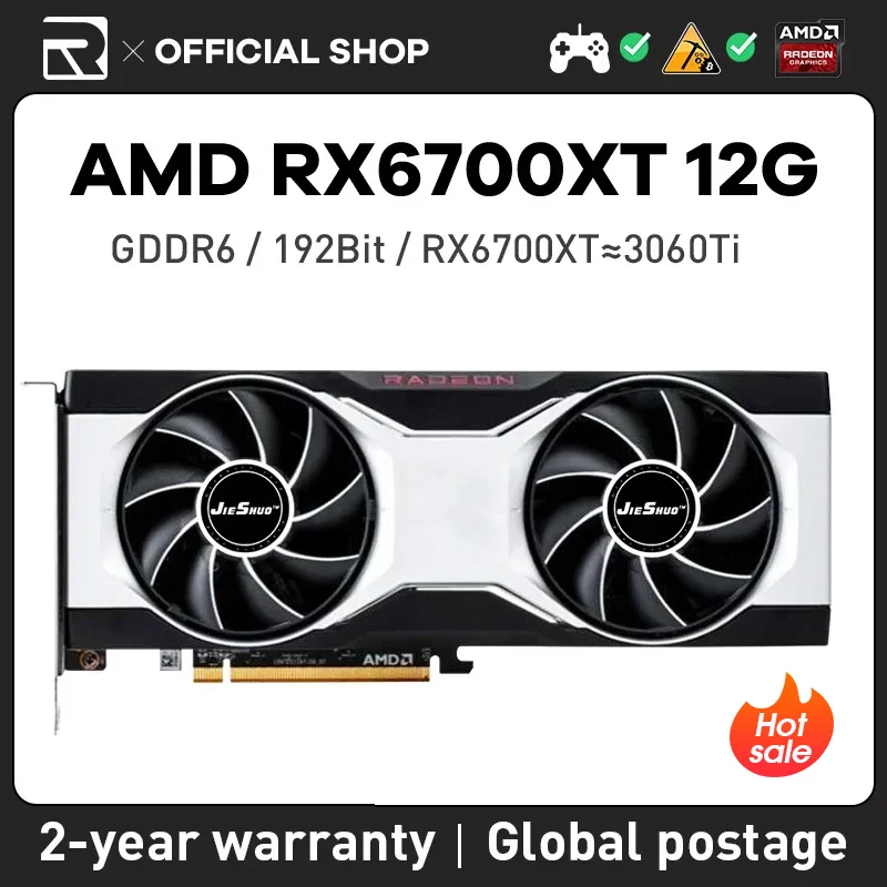JIESHUO AMD Radeon RX 6700XT Graphics Card 12gb GDDR6 192bit 7nm