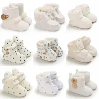 2024 Autumn Winter Baby Boots, Infant Girls Boys Warm Fashion Solid Shoes with Fuzzy Balls First Walkers Kid Shoes 0-18M 1