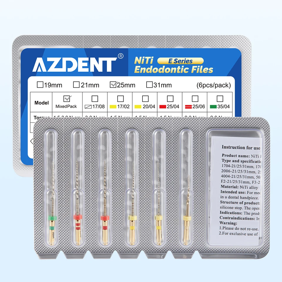 OLIECO Gold hittegeactiveerde NiTi roterende endodontische vijlen set/verpakking #17-#35 maten 21 mm/25 mm voor effectieve wortelkanaalbehandeling_voghion.com