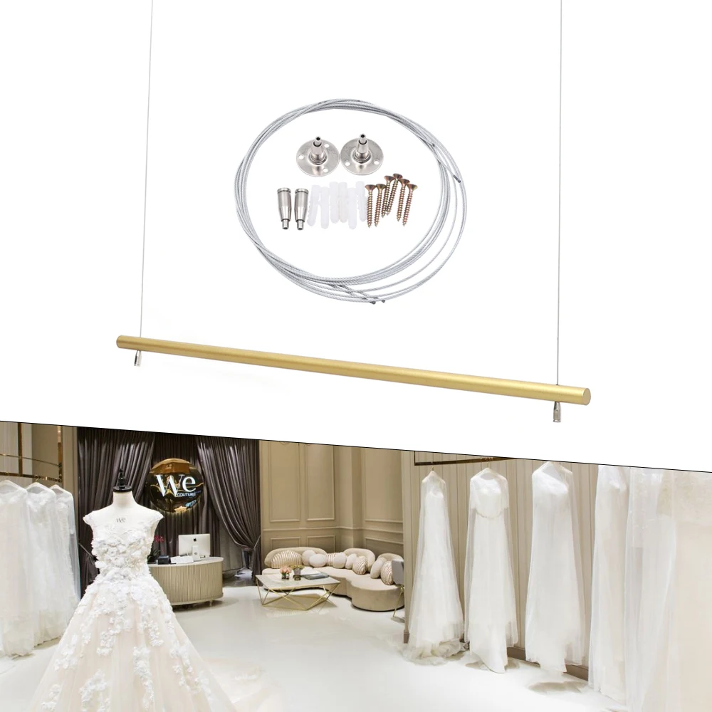 LOYALHEARTDY Metal Ceiling Mounted Garment Hanging Rod Clothes Hanger Coat Rack Heavy Duty Closet Organizer Dress Display Rail
