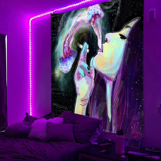 Smoking Girl UV Tapestry y2k Room Decor Bedroom Background ...