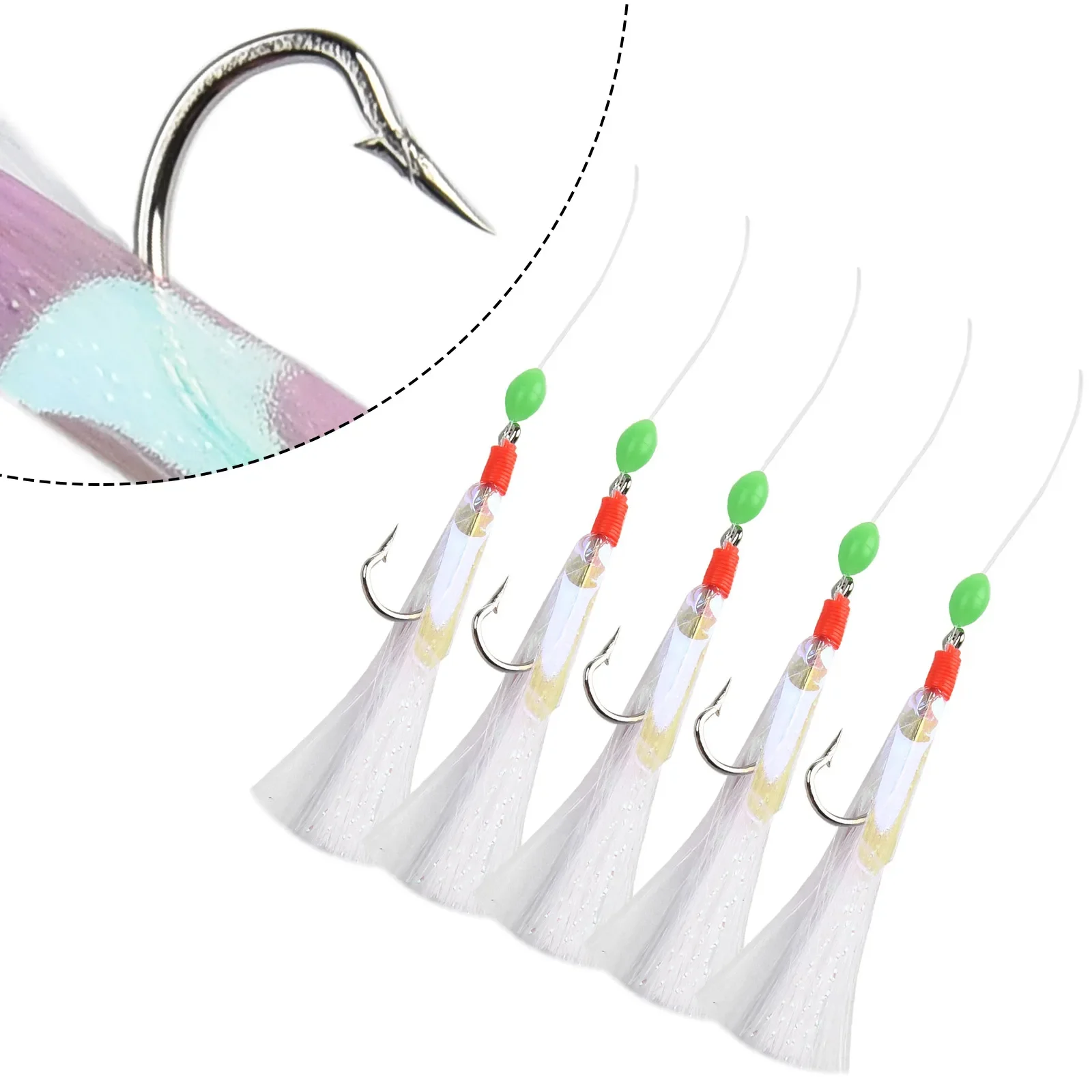 Heißer Verkauf Sabiki Soft Fishing Köder Rigs Köder Jigs Köder Feder köder Hering Köder hochwertige Rigs mit 6 Haken Teilen – Detail 4