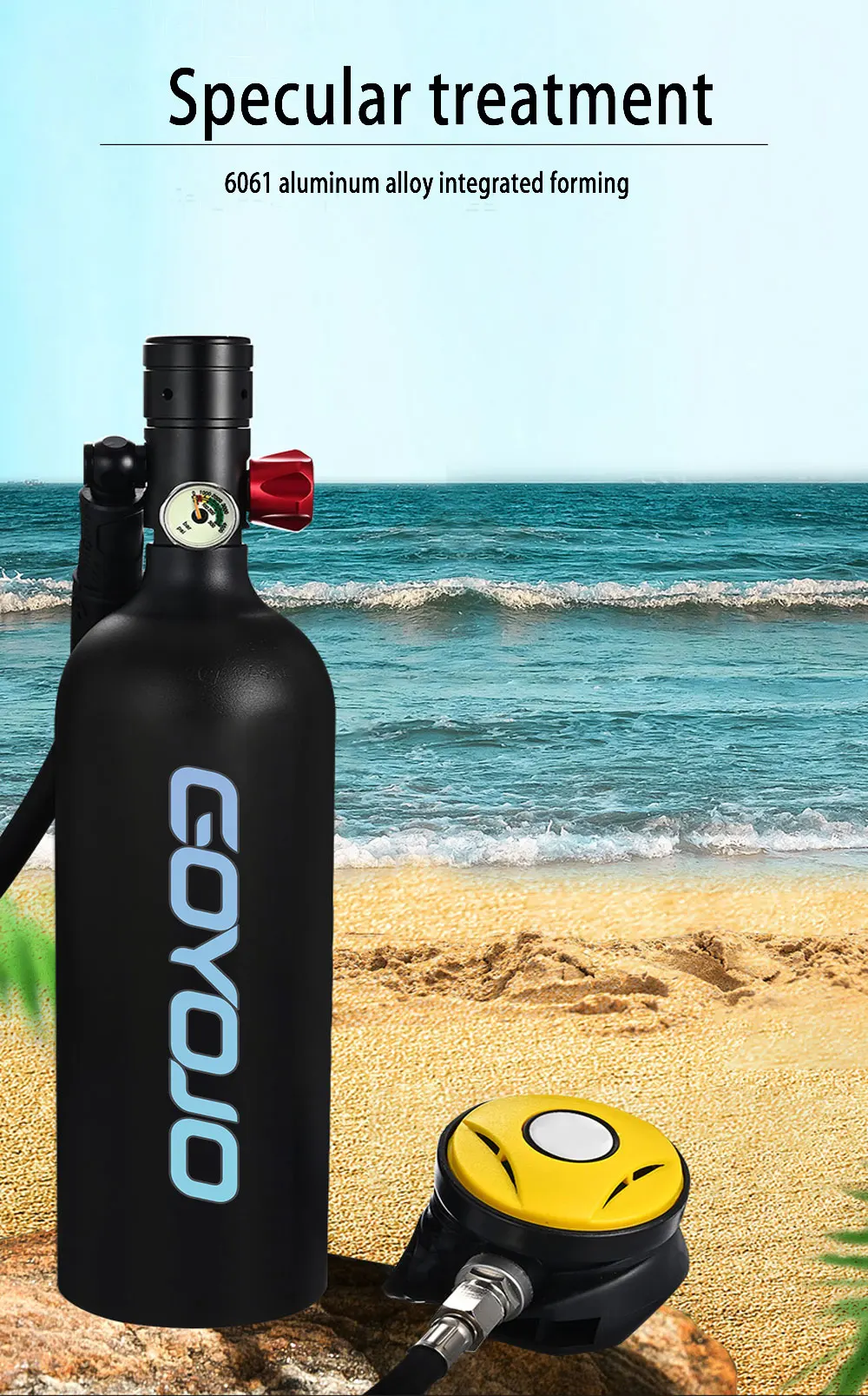 Scuba Diving and Snorkeling 10-15 min Oxygen Tank 1L Cylinder Underwater Breathe