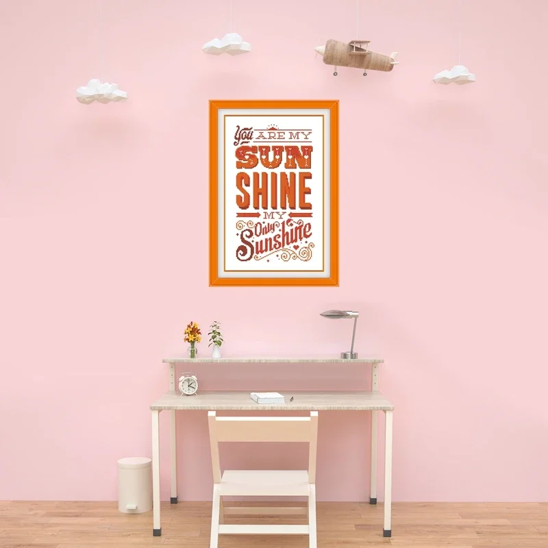 You are my sunshine 크로스 스티치 키트 워드 18ct 14ct 11ct 언프린트 원단 면사 DIY 자수 키트, 홈 벽 장식