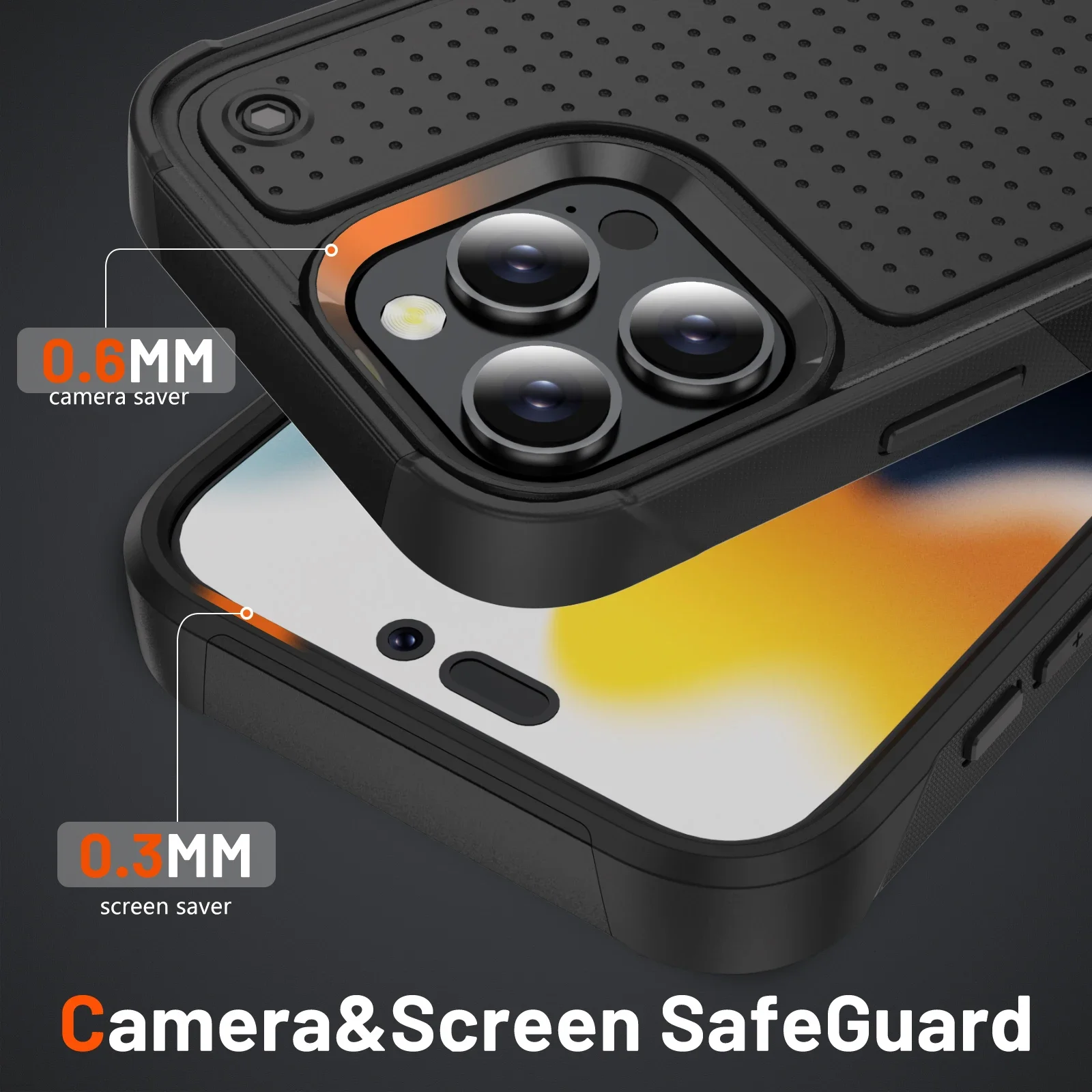 Hybrid Rugged Armor Shockproof Phone Case with Hard Plastic Frame and TPU Back Cover