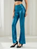 European And American Fashion Blue Fish Scale Hot Gold Micro Flare Pants New Personality Trend High Stretch Tight Pants Women 3