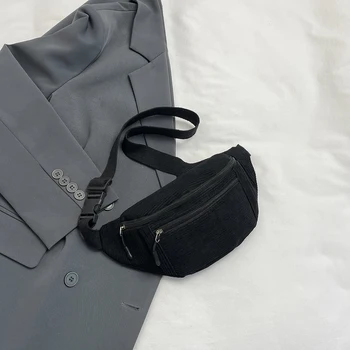 Borse da cintura casual in velluto a coste per uomo donna marsupio moda femminile marsupio a banana borsa a tracolla borsa a tracolla tasca 1